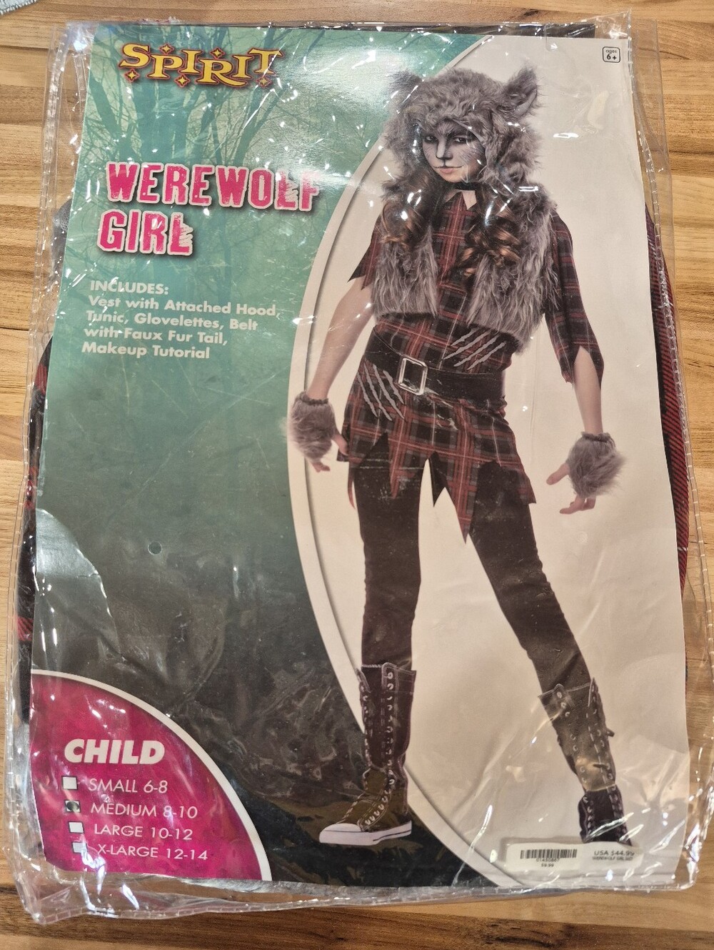 Spirit Halloween Werewolf Girl Childs Costume M 8-10